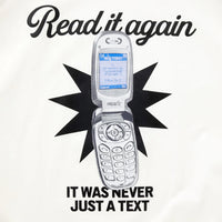 TRUE TOO BRIGHT TO MISS TEXT ME CAMISETA BOXY BEIGE