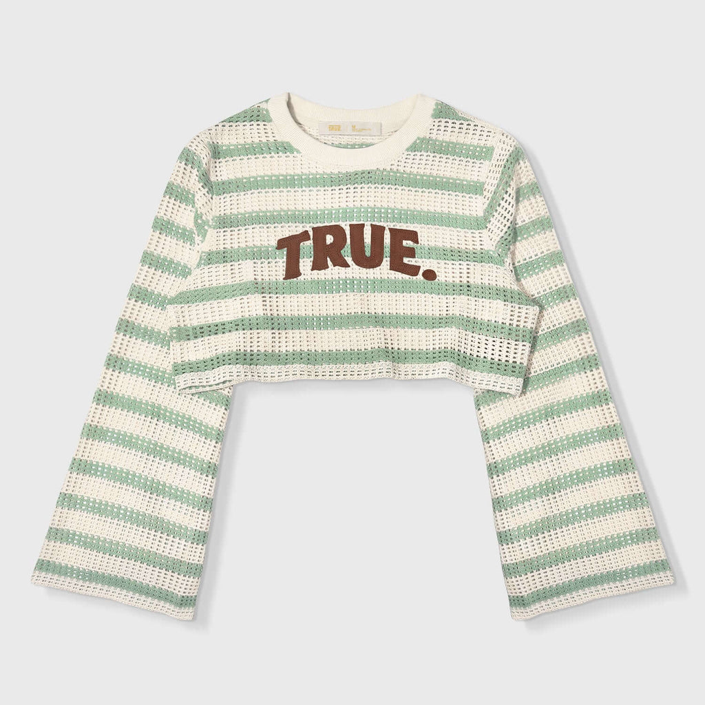 TRUE TEXTURE WIDE SLEEVE CROP TOP BEIGE