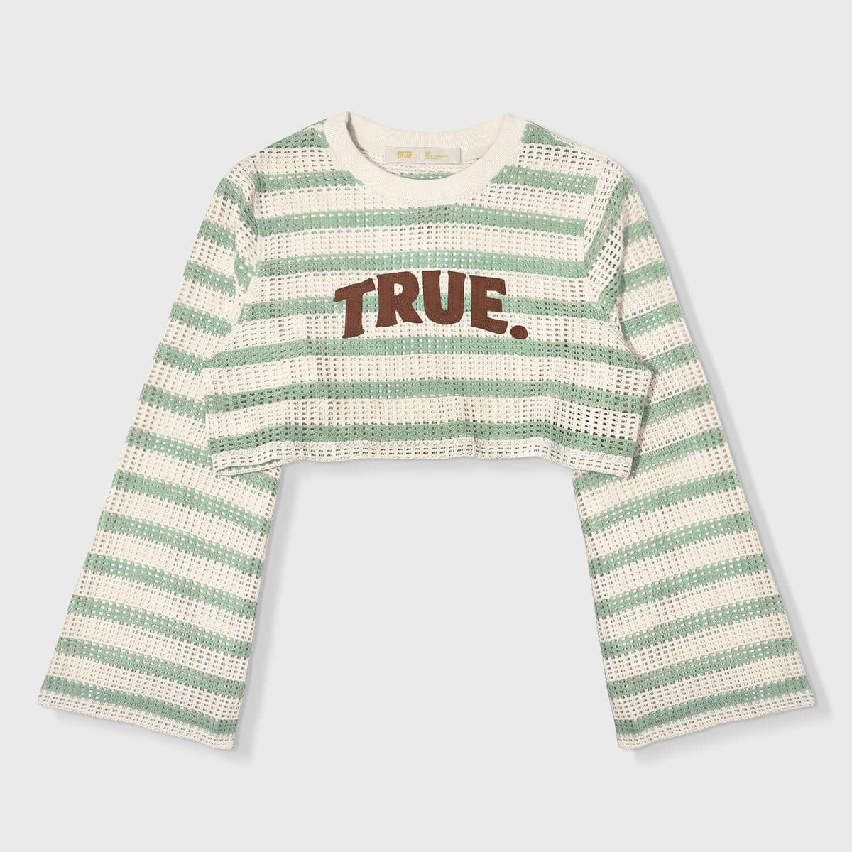 TRUE TEXTURE WIDE SLEEVE CROP TOP BEIGE