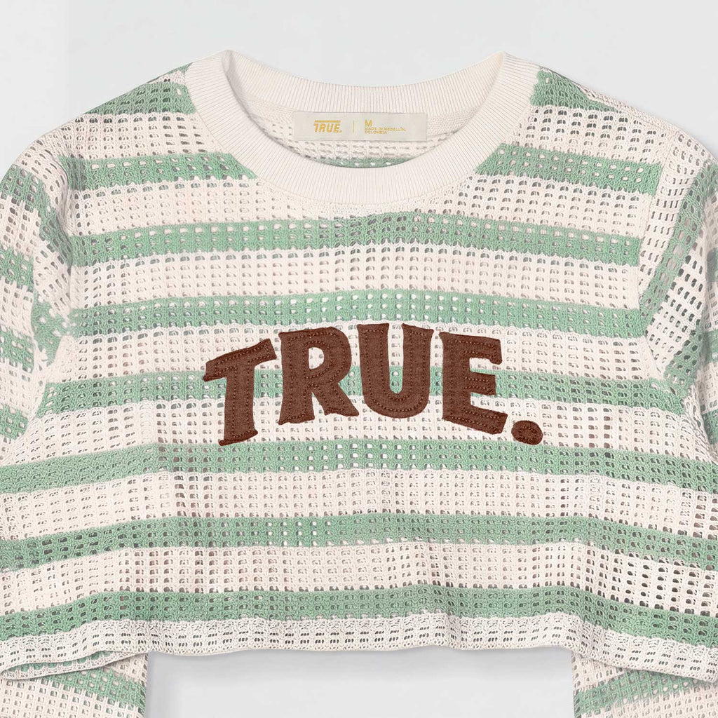TRUE TEXTURE WIDE SLEEVE CROP TOP BEIGE