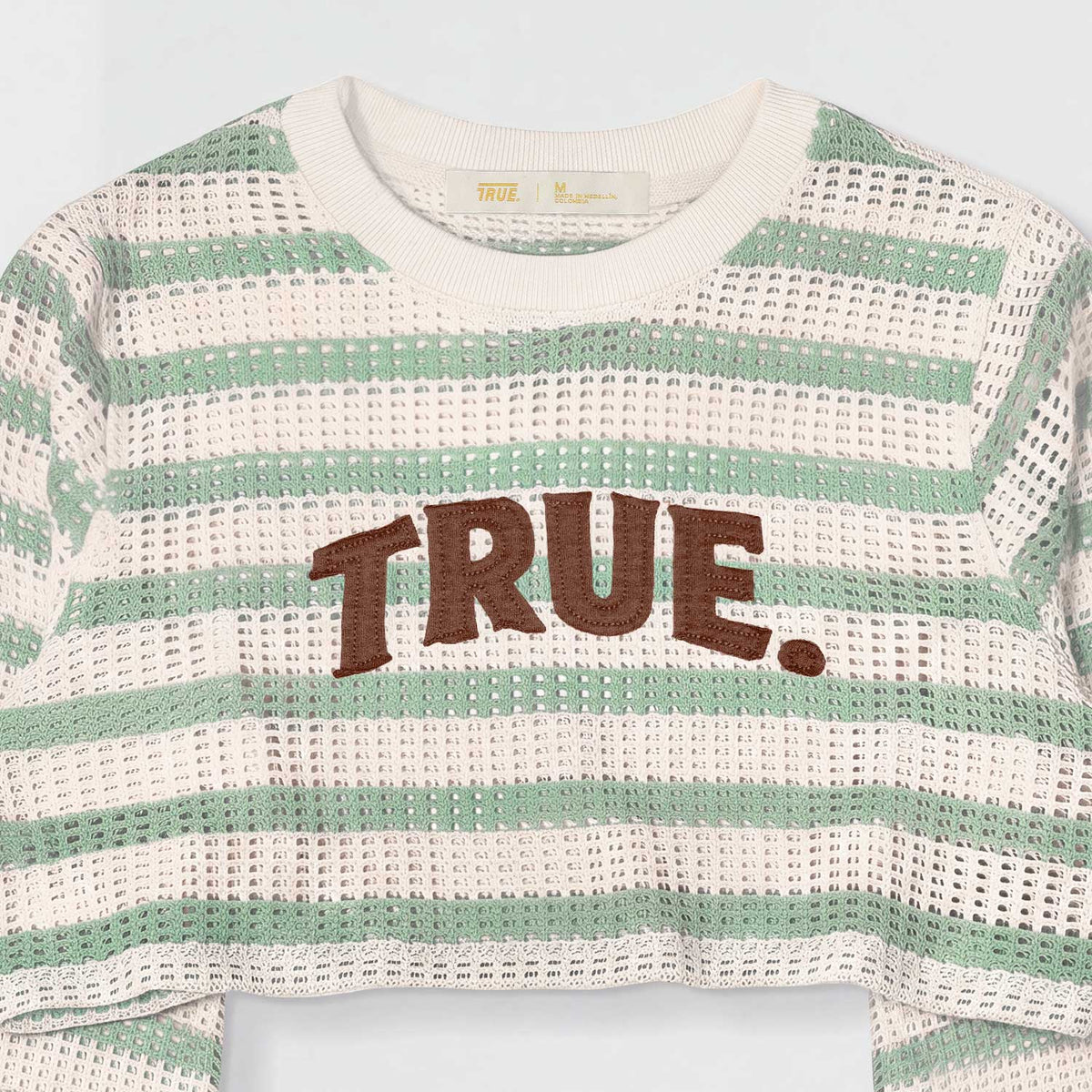 TRUE TEXTURE WIDE SLEEVE CROP TOP BEIGE
