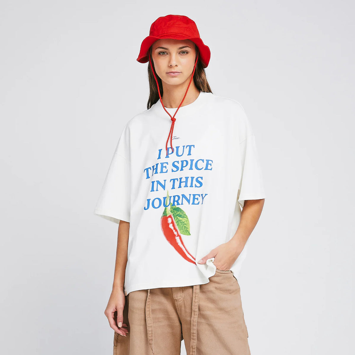 TRUE THE JOURNEY BOXY T-SHIRT CAMISETA BEIGE