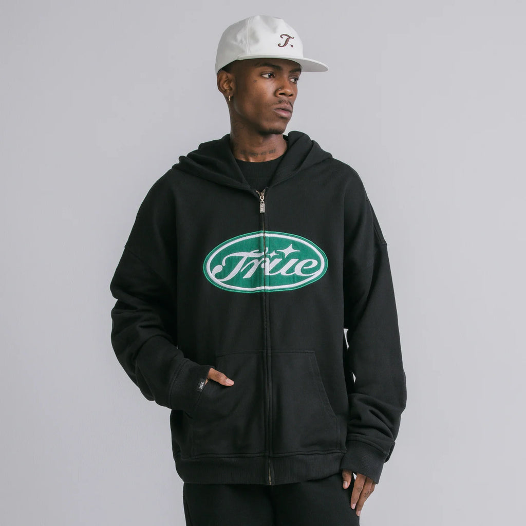 TRUE TRUE STAMP ZIPPER HOODIE BUZOS NEGRO