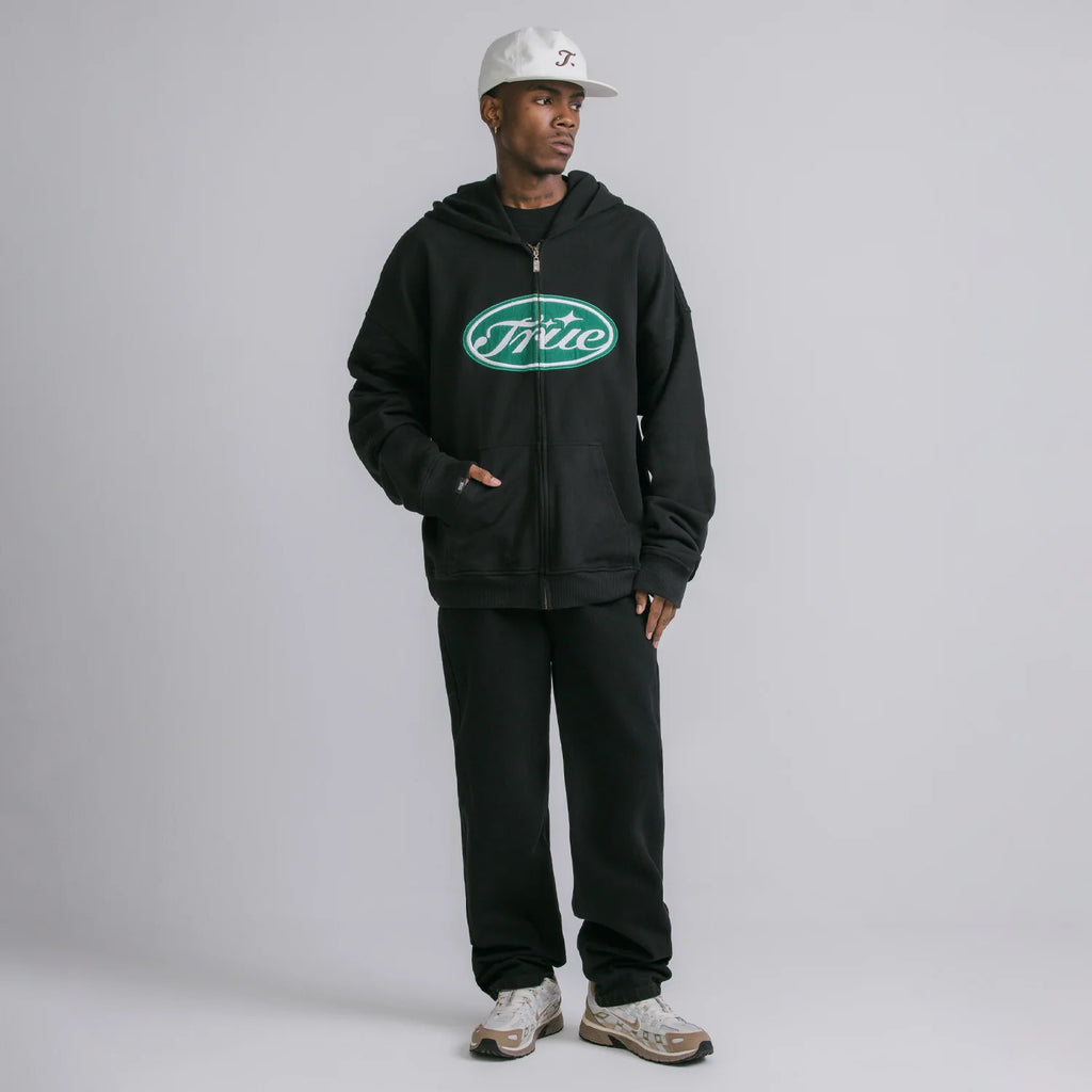 TRUE TRUE STAMP ZIPPER HOODIE BUZOS NEGRO