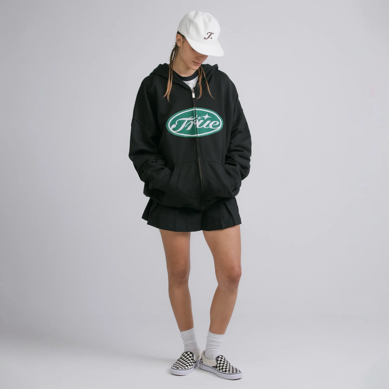 TRUE TRUE STAMP ZIPPER HOODIE BUZOS NEGRO
