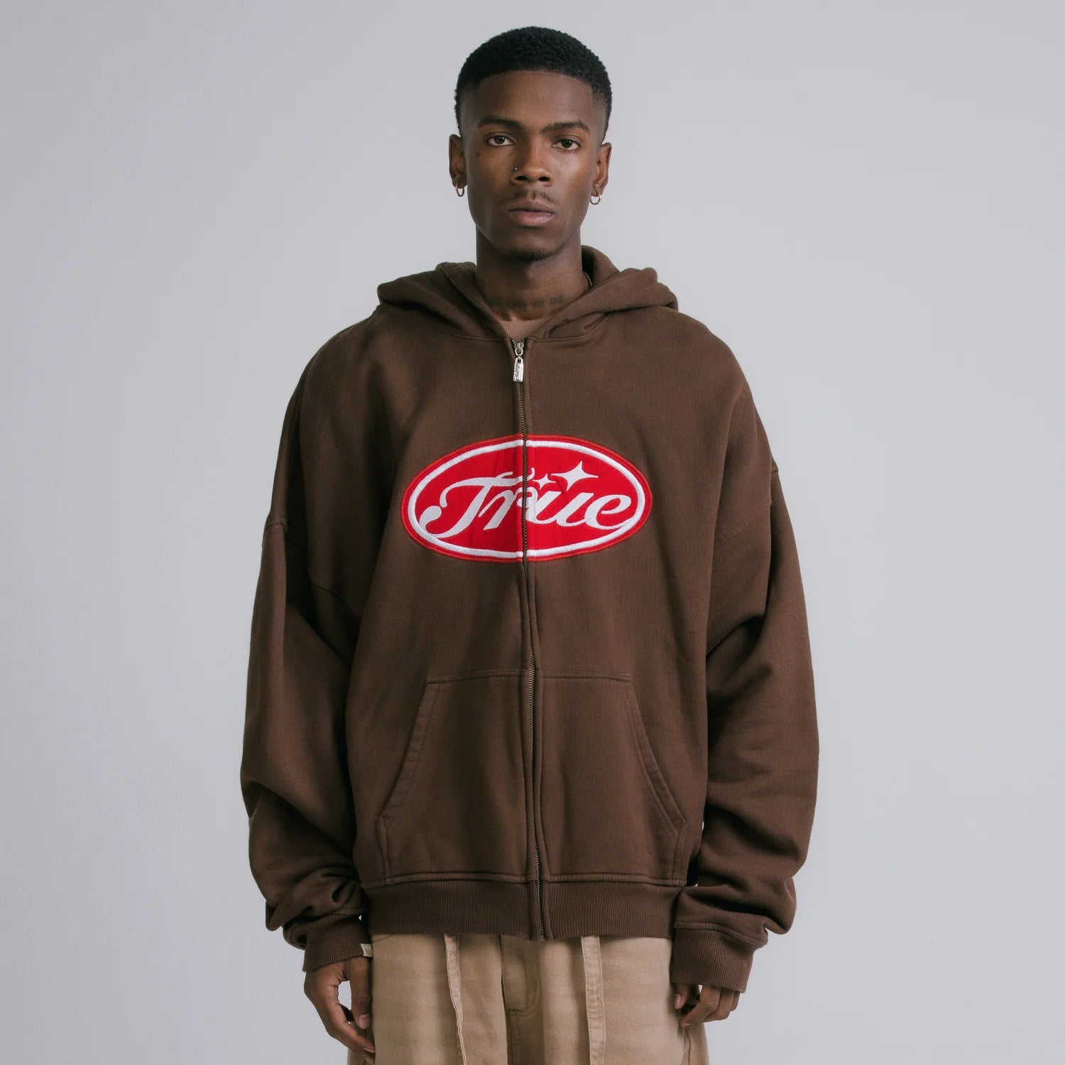 TRUE TRUE STAMP ZIPPER HOODIE BUZOS CAFE