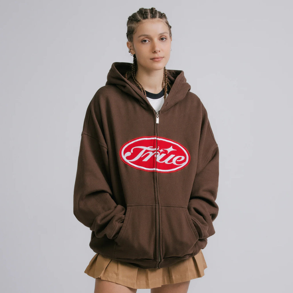 TRUE TRUE STAMP ZIPPER HOODIE BUZOS CAFE
