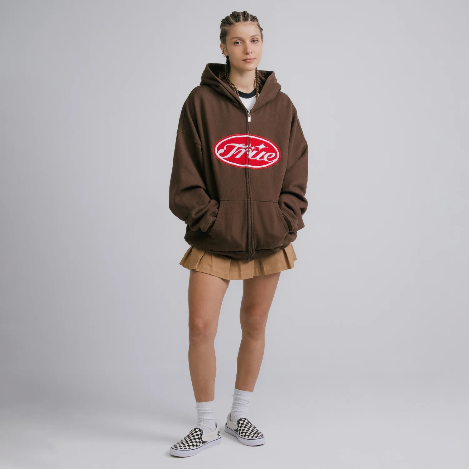 TRUE TRUE STAMP ZIPPER HOODIE BUZOS CAFE