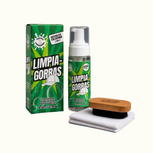 Kit limpiador de gorras: espuma, cepillo y paño