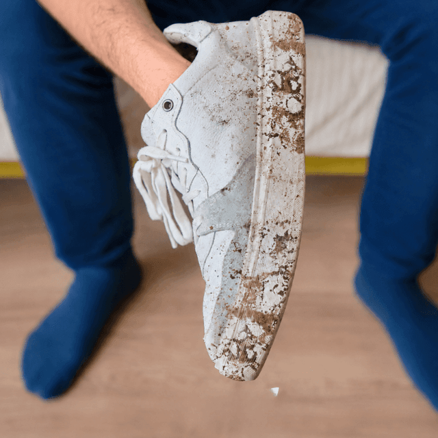 Tenis sucio antes de limpiar