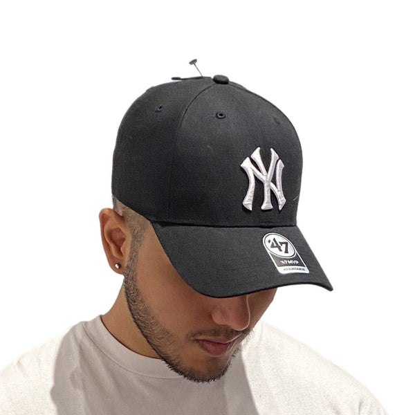 '47 MLB NY YANKEES MVP BLACK ADJUSTABLE CAP 