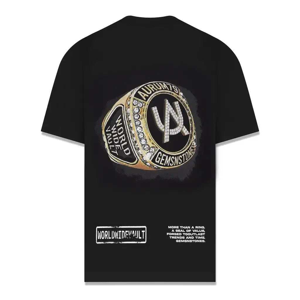 AURUM GEMS & STONES AU RING CAMISETA OVERSIZED NEGRA