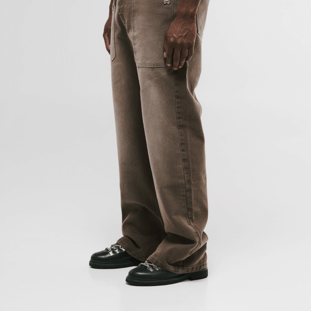 MONOIC RECORDS POCKET STRAIGHT JEANS CAFE DESGASTADO