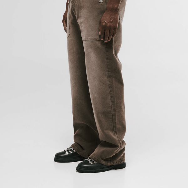 MONOIC RECORDS POCKET STRAIGHT JEANS CAFE DESGASTADO