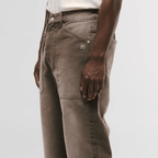 MONOIC RECORDS POCKET STRAIGHT JEANS CAFE DESGASTADO