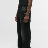 MONOIC RECORDS POCKET STRAIGHT JEANS NEGRO DESGASTADO