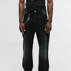 MONOIC RECORDS POCKET STRAIGHT JEANS NEGRO DESGASTADO