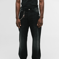 MONOIC RECORDS POCKET STRAIGHT JEANS NEGRO DESGASTADO