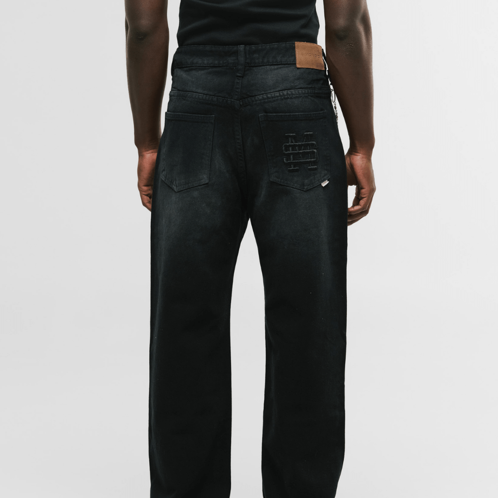 MONOIC RECORDS POCKET STRAIGHT JEANS NEGRO DESGASTADO