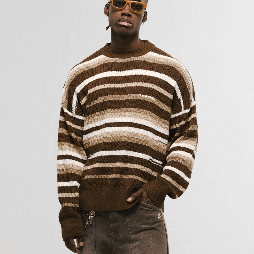 MONOIC RECORDS SACO TEJIDO CAFE / CREMA / BEIGE