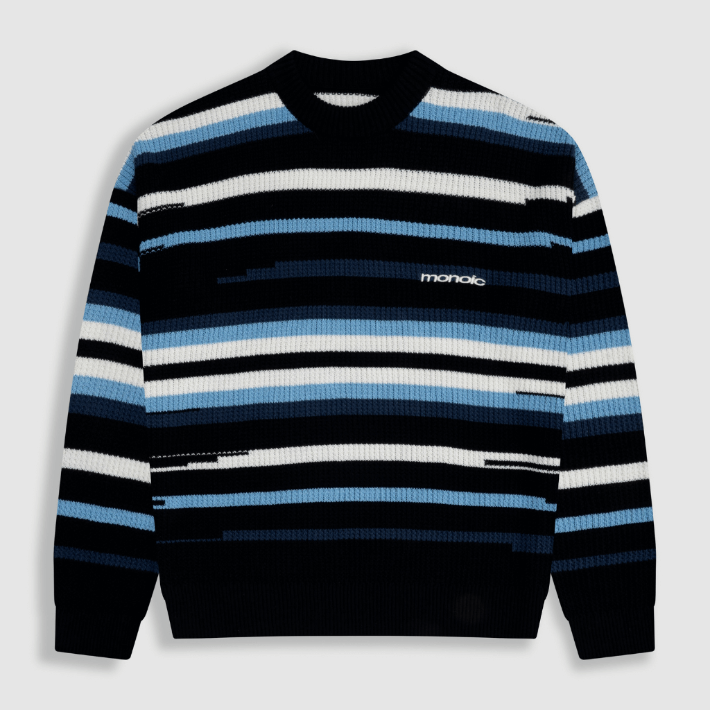 MONOIC RECORDS SACO TEJIDO AZUL / CREMA / NEGRO