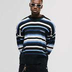 MONOIC RECORDS SACO TEJIDO AZUL / CREMA / NEGRO