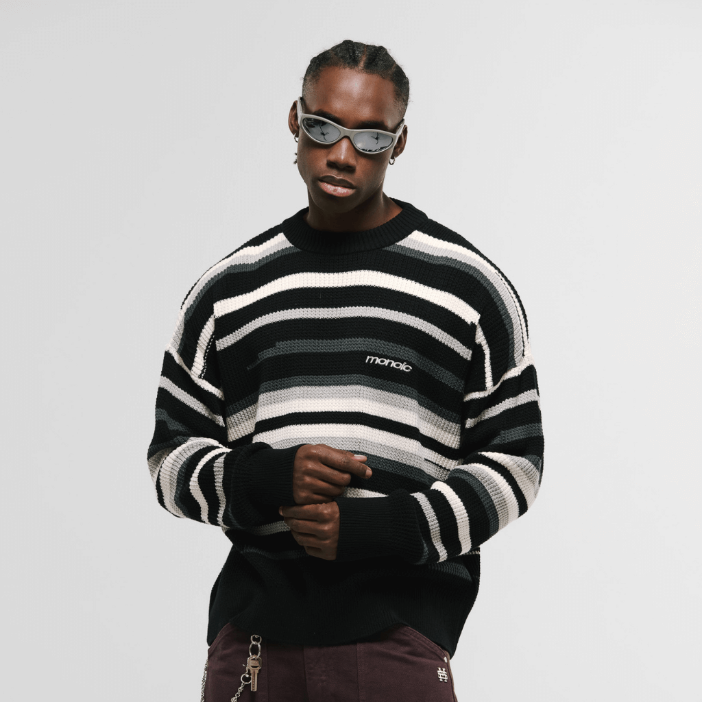 MONOIC RECORDS SACO TEJIDO NEGRO / CREMA / GRIS