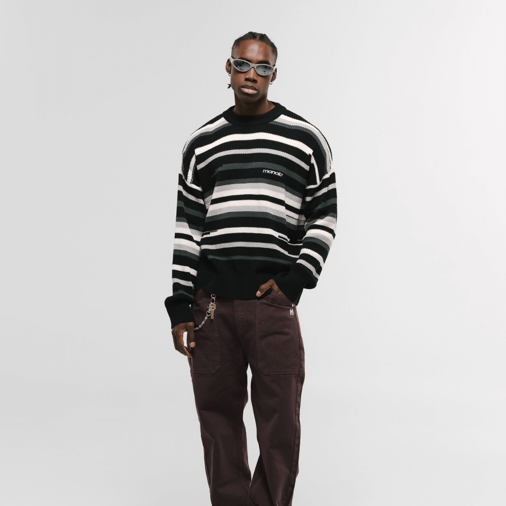 MONOIC RECORDS SACO TEJIDO NEGRO / CREMA / GRIS