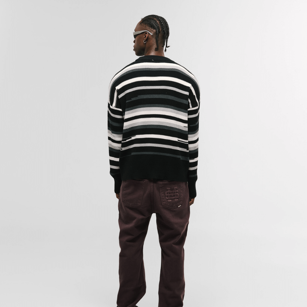 MONOIC RECORDS SACO TEJIDO NEGRO / CREMA / GRIS