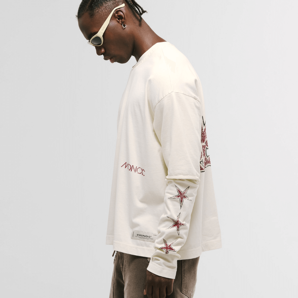 MONOIC RECORDS CAMISETA DOBLRE MANGA STARS BLANCA