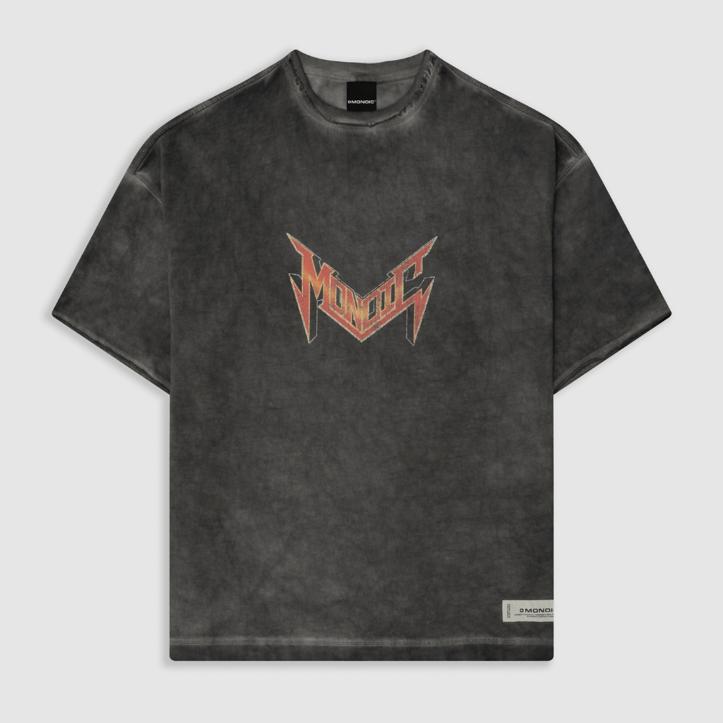 MONOIC RECORDS CAMISETA BOXY FIT WORLD TOUR GRIS DESGASTADO