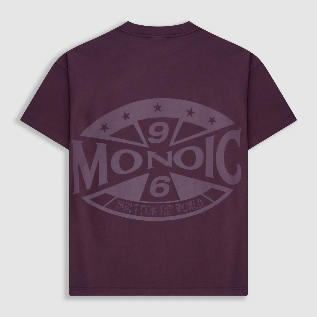 MONOIC RECORDS CAMISETA OVERSIZED BUILT FOR THE WORLD VINOTINTO
