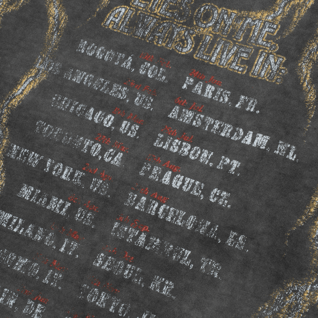 MONOIC RECORDS CAMISETA BOXY FIT WORLD TOUR GRIS DESGASTADO