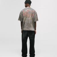 MONOIC RECORDS CAMISETA BOXY FIT WORLD TOUR GRIS DESGASTADO