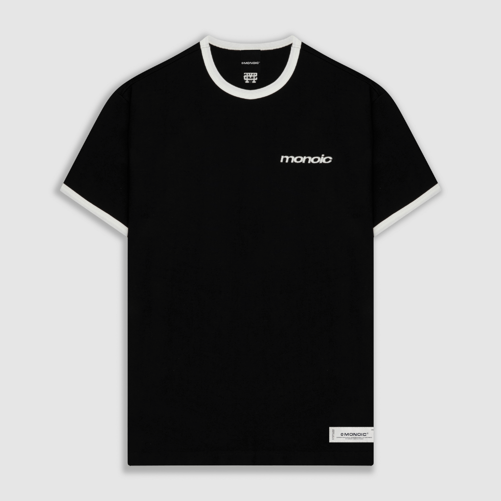 MONOIC RECORDS CAMISETA RINGER FIT NEGRA / BLANCO