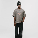 MONOIC RECORDS CAMISETA BOXY FIT WORLD TOUR GRIS DESGASTADO