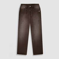 MONOIC RECORDS POCKET STRAIGHT JEANS CAFE DESGASTADO