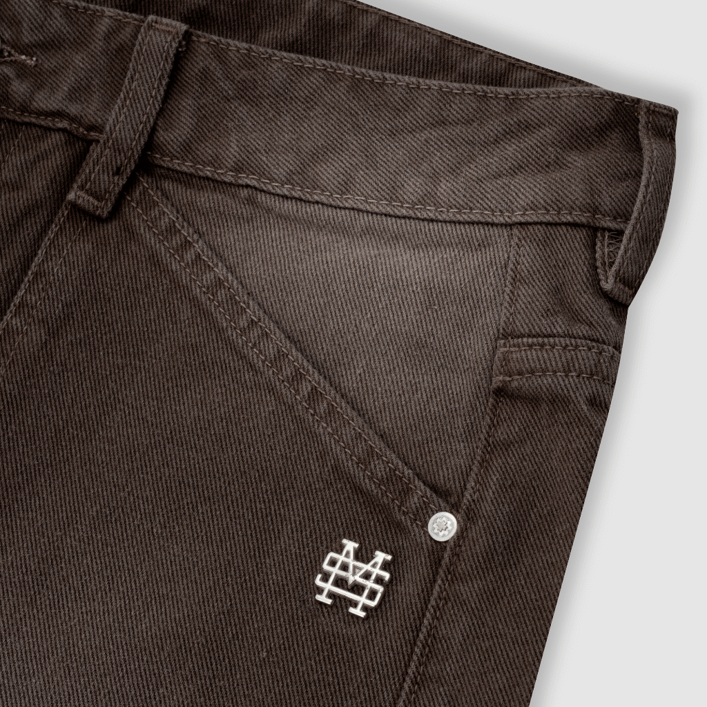 MONOIC RECORDS POCKET STRAIGHT JEANS CAFE DESGASTADO