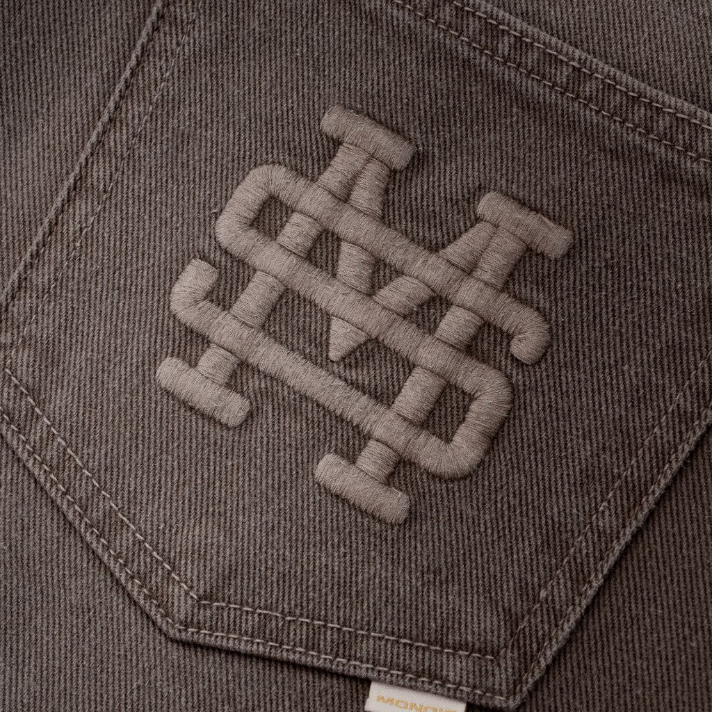 MONOIC RECORDS POCKET STRAIGHT JEANS CAFE DESGASTADO