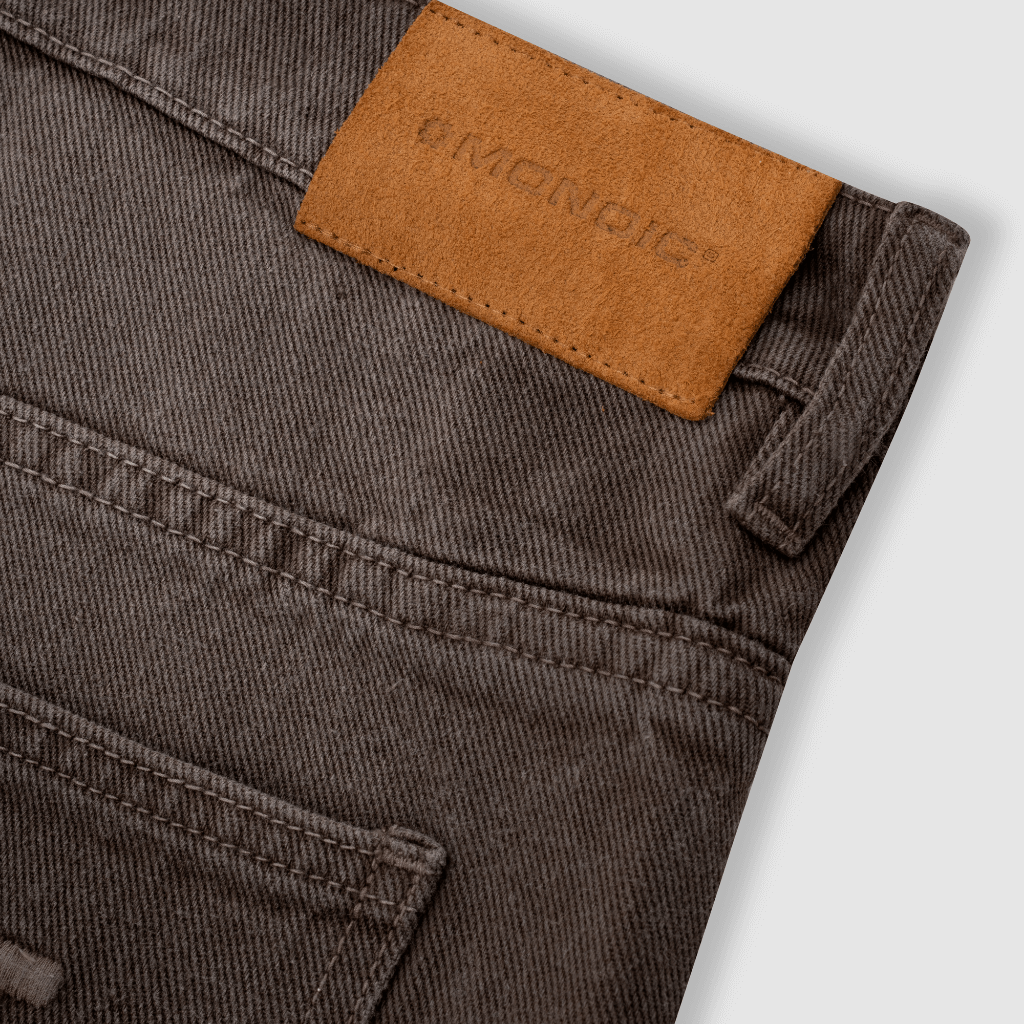 MONOIC RECORDS POCKET STRAIGHT JEANS CAFE DESGASTADO