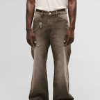 MONOIC RECORDS POCKET STRAIGHT JEANS CAFE DESGASTADO