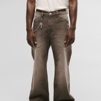 MONOIC RECORDS POCKET STRAIGHT JEANS CAFE DESGASTADO