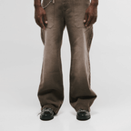 MONOIC RECORDS POCKET STRAIGHT JEANS CAFE DESGASTADO