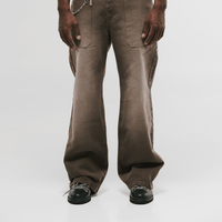 MONOIC RECORDS POCKET STRAIGHT JEANS CAFE DESGASTADO