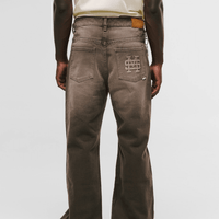 MONOIC RECORDS POCKET STRAIGHT JEANS CAFE DESGASTADO