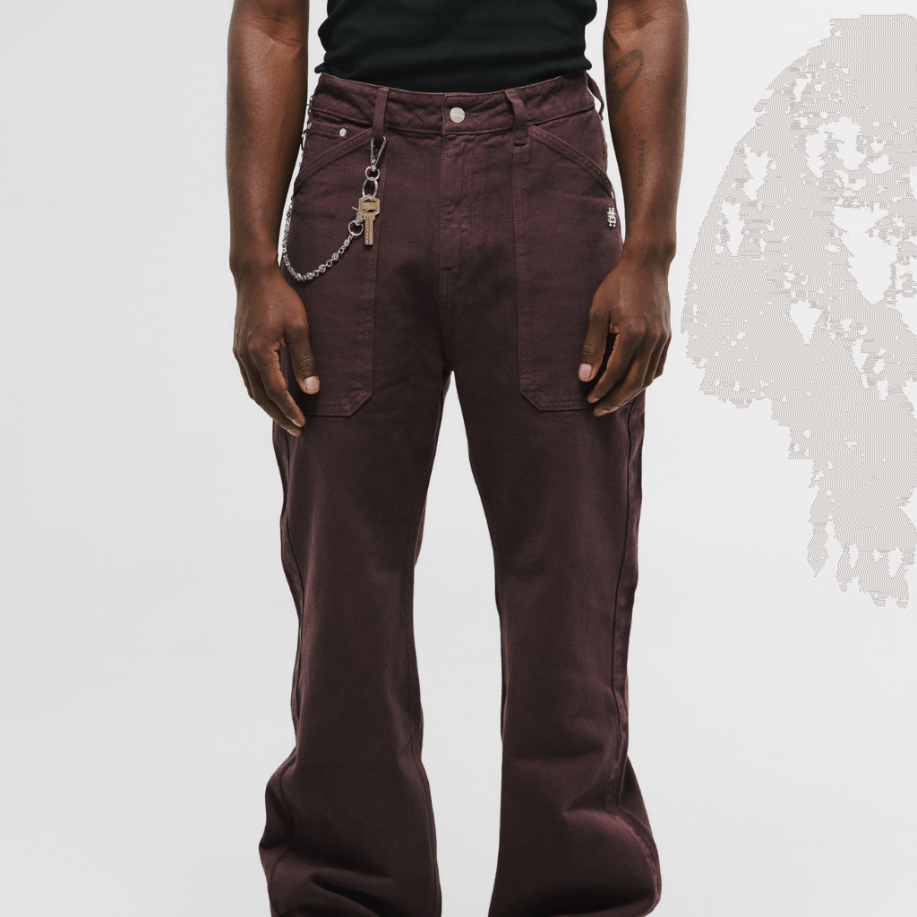 MONOIC RECORDS POCKET STRAIGHT JEANS VINOTINTO