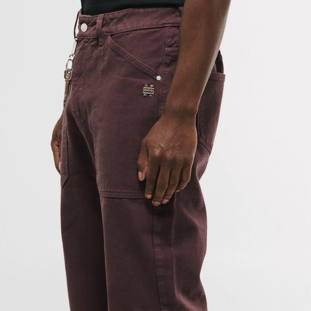 MONOIC RECORDS POCKET STRAIGHT JEANS VINOTINTO