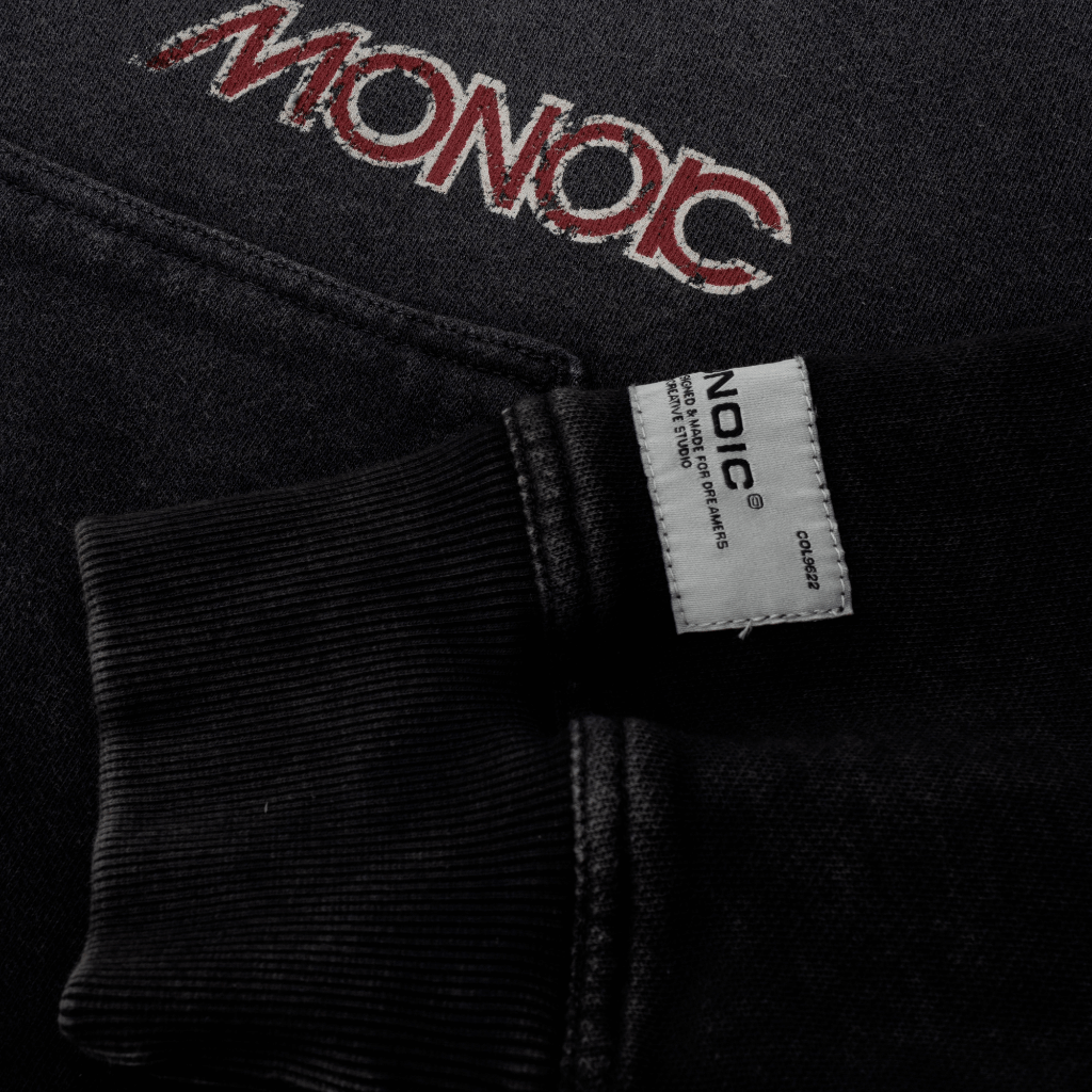MONOIC RECORDS BUZO DE CIERRE MONOIC NECORDS NEGRO DESGASTADO