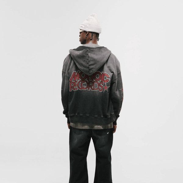 MONOIC RECORDS BUZO DE CIERRE MONOIC NECORDS NEGRO DESGASTADO