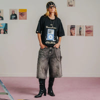 TRUE TOO BRIGHT TO MISS F*CK NUDES CAMISETA BOXY NEGRA